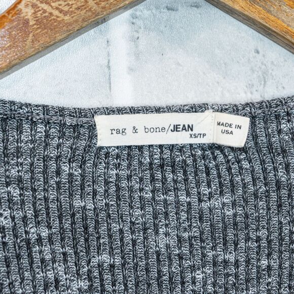 Rag & Bone Women's scoop Vneck Pullover in gray ribbed size XS - Picture 2 of 9